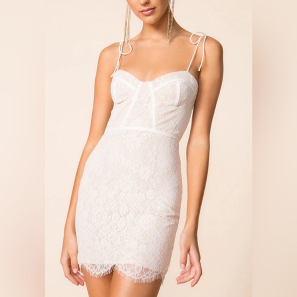 Superdown Lottie Nude Lace Bustier Dress - XS‎